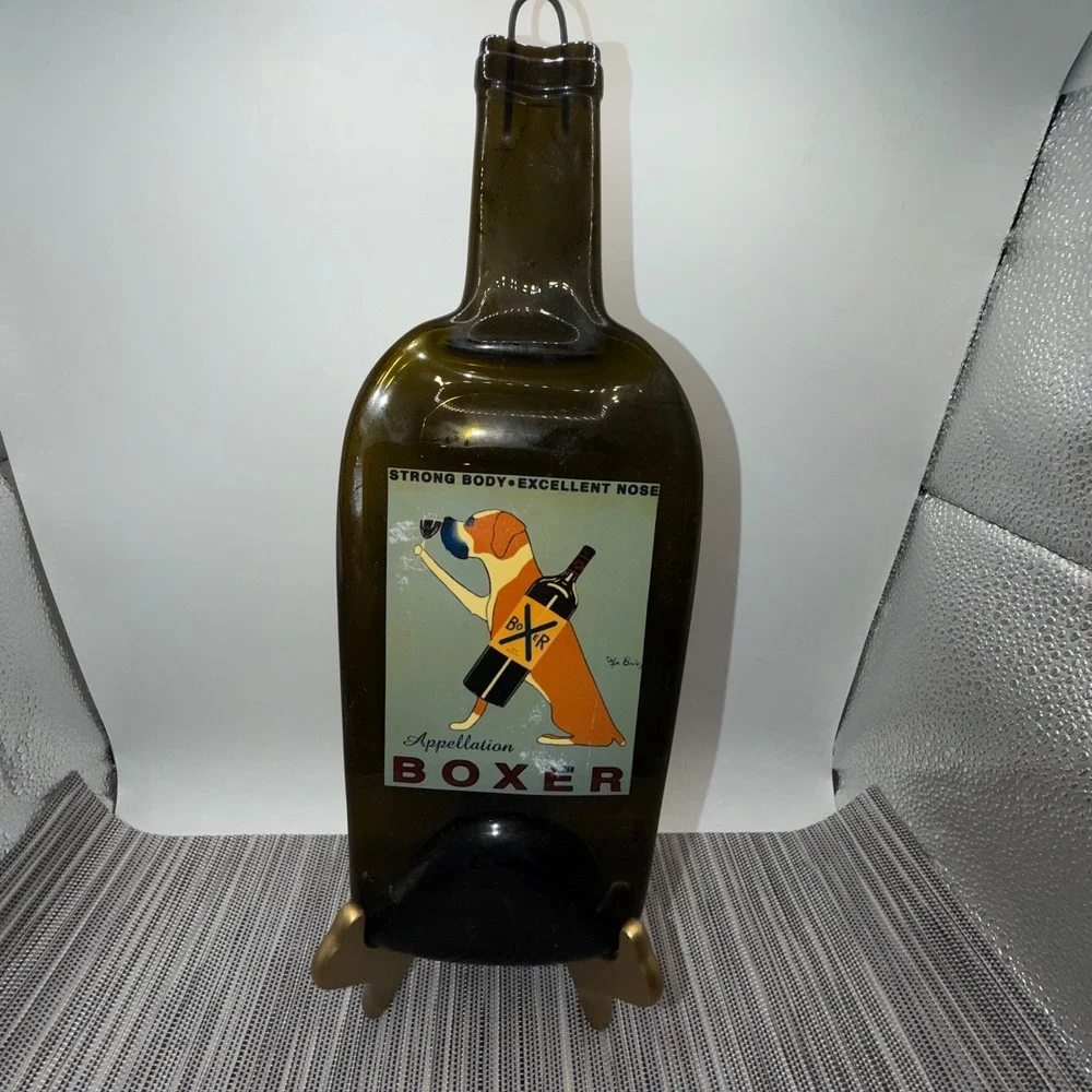 Ken Bailey Appellation Boxer Slumped Glass Melted Wine Bottle Wall Art Decor 12
